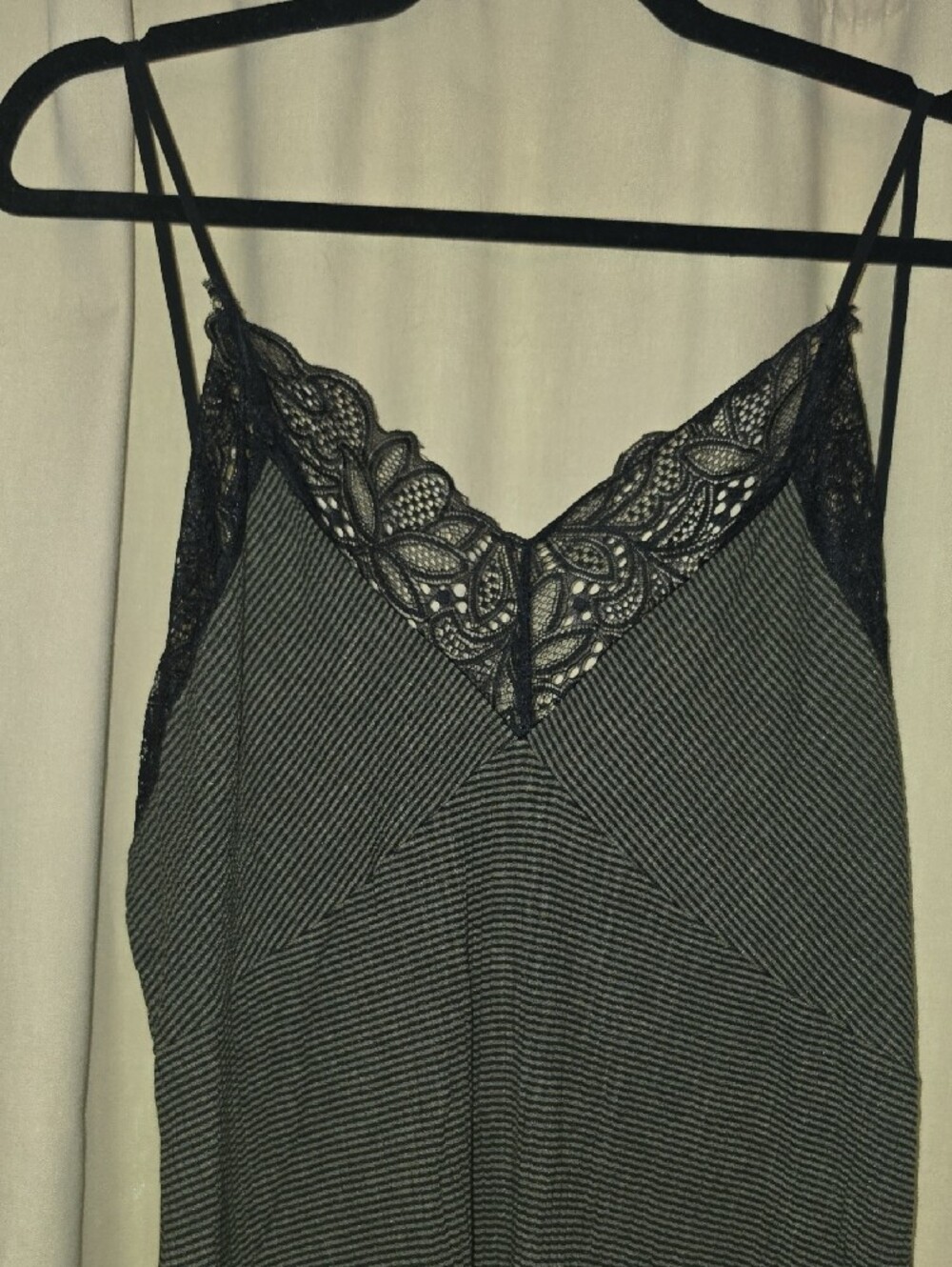 Lace Trim Black And Dark Green Sleeveless Slip Chemise - Picture 2 of 5